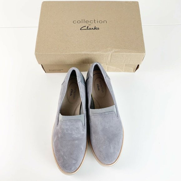 Clarks Shoes - NEW Clarks Sharon Dolly Gray Suede Comfort Loafers